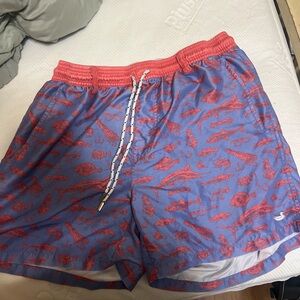Men's Blue and Red Southern Marsh Swim Shorts